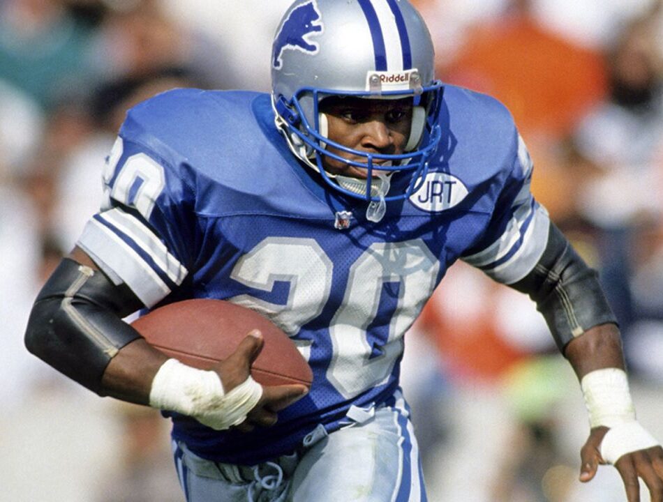BARRY SANDERS DURANTE UN PARTIDO CON LOS DETROIT LIONS
