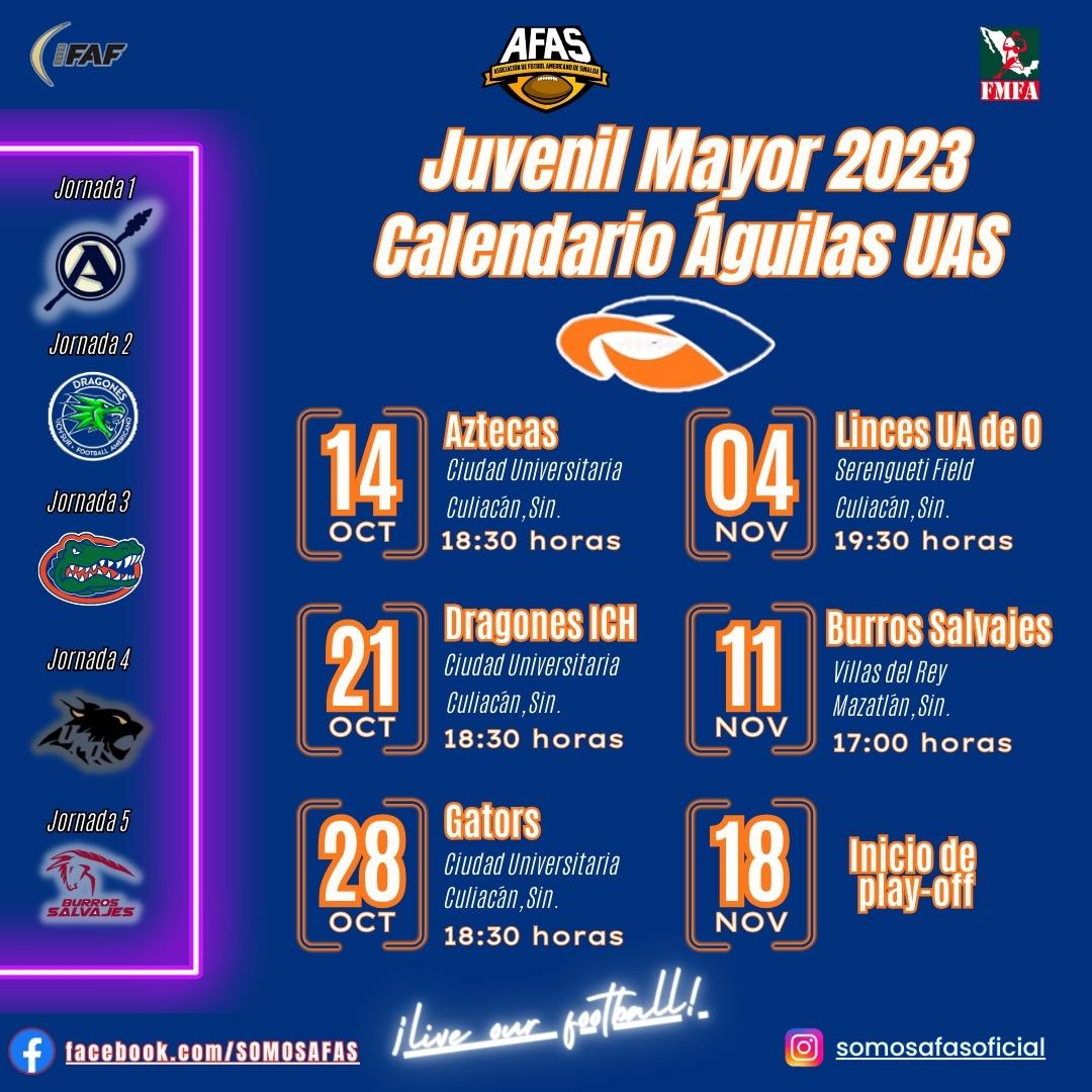 CALENDARIO ÁGUILAS UAS DE LA AFAS