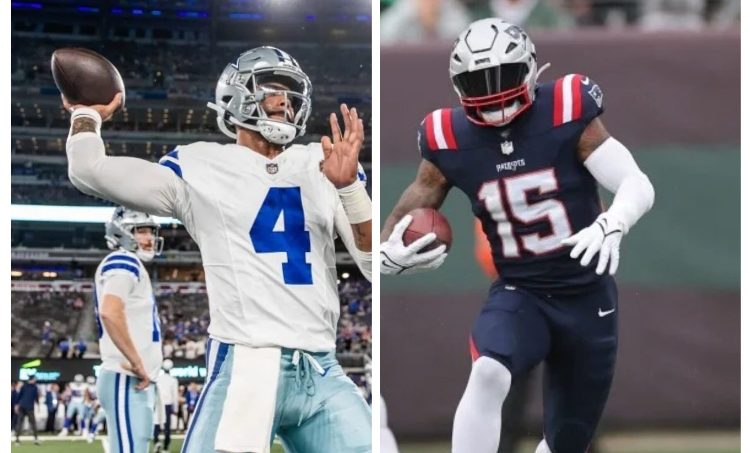 DAK PRESCOTT DE DALLAS (IZQUIERDA) Y EZEKIELL ELIOTT DE LOS PATRIOTS (DERECHA)