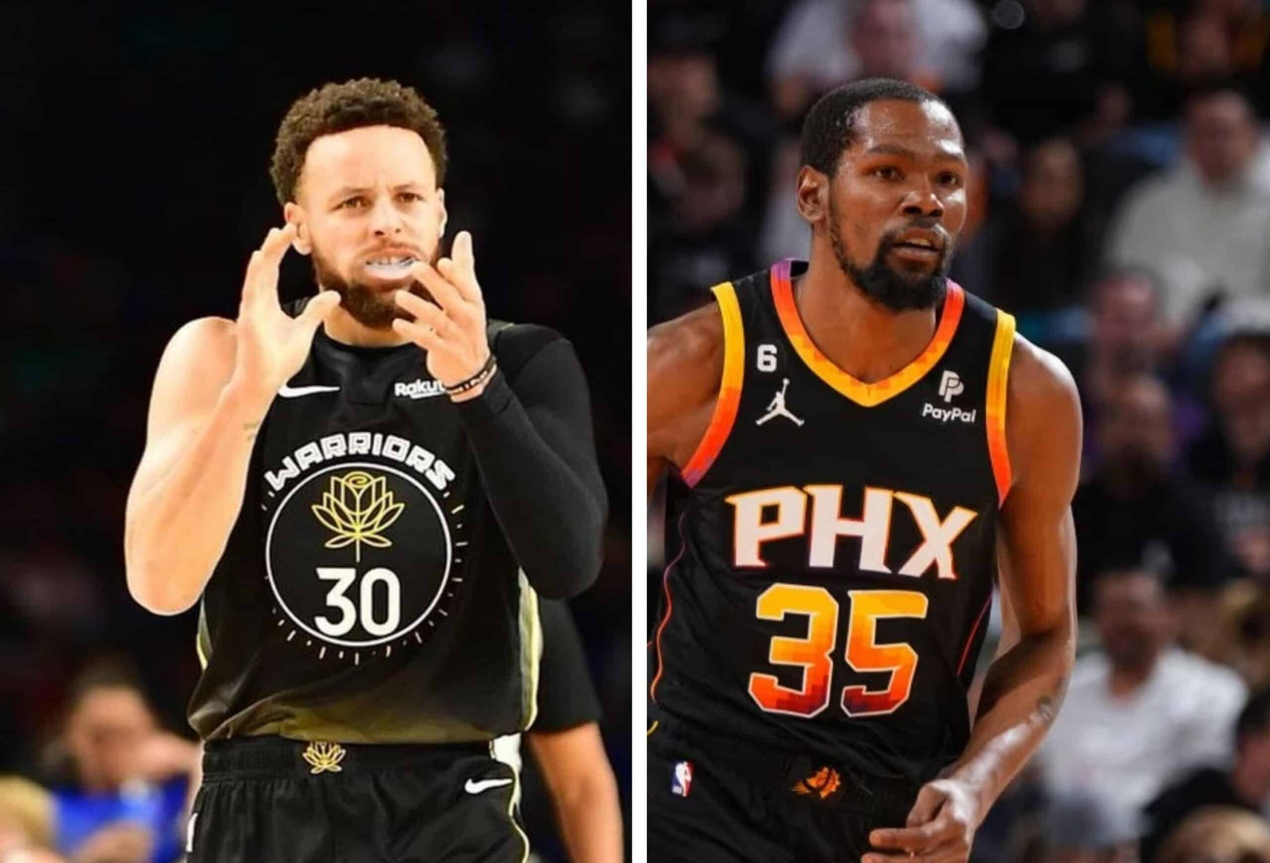 STEPHEN CURRY DE WARRIORS (IZQUIERDA) Y KEVIN DURANT (DERECHA) DE LOS SUNS