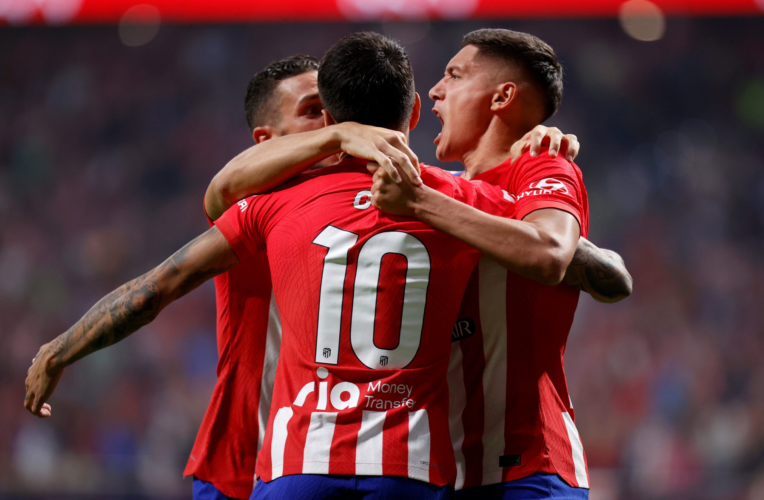 Atlético festejando gol de la victoria