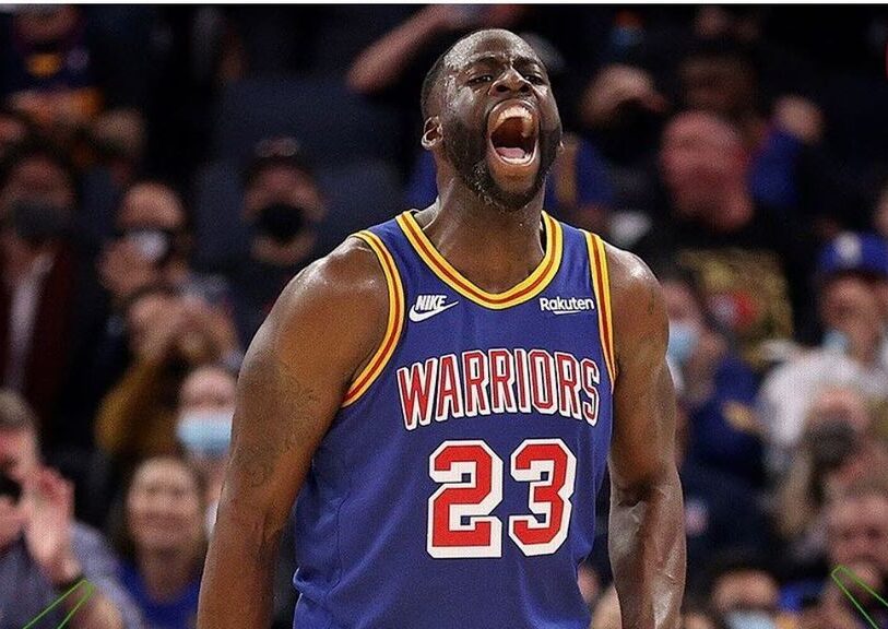DRAYMOND GREEN DE LOS WARRIORS, FESTEJA DURANTE UN PARTIDO