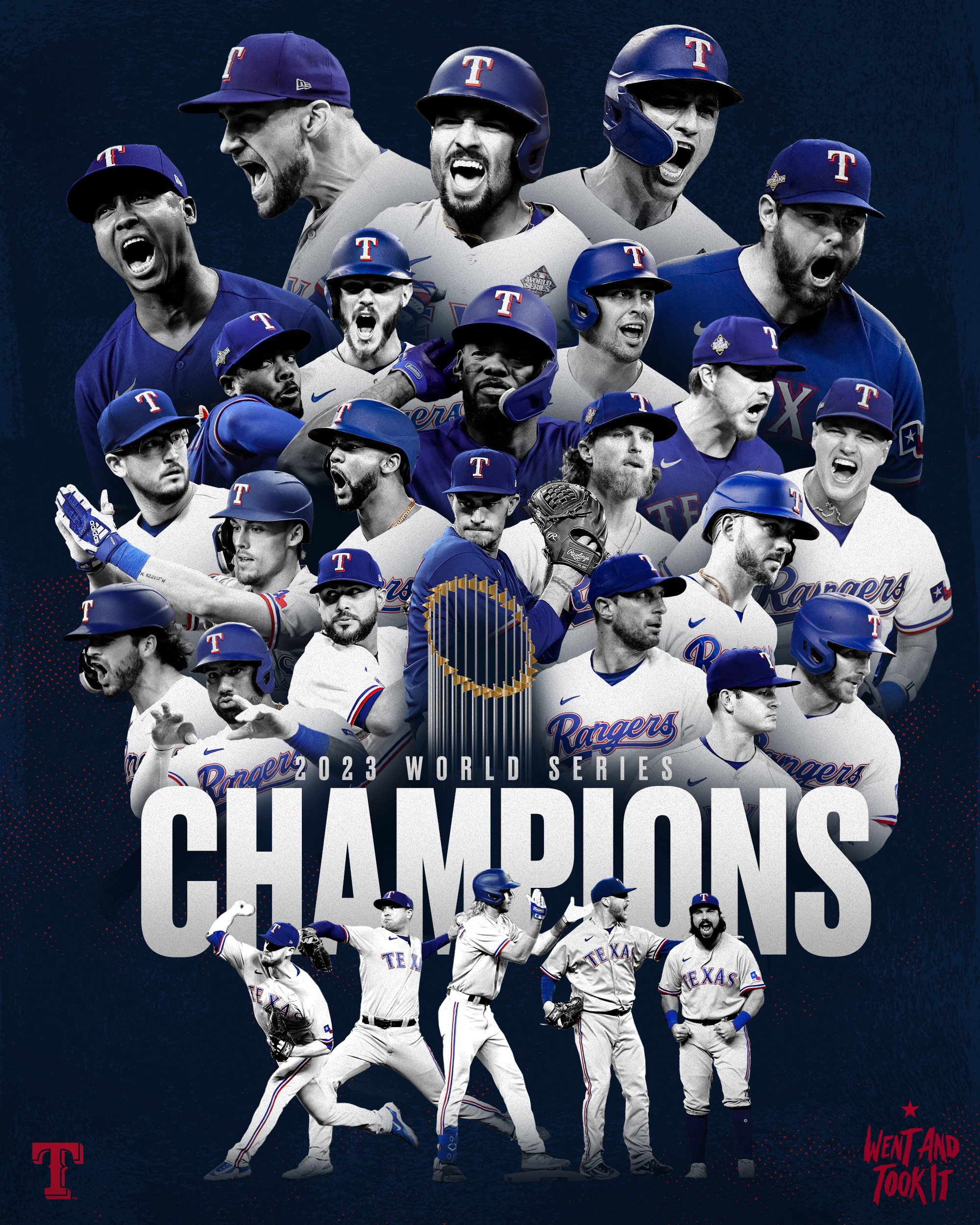 Rangers alrededor del trofeo de campeones