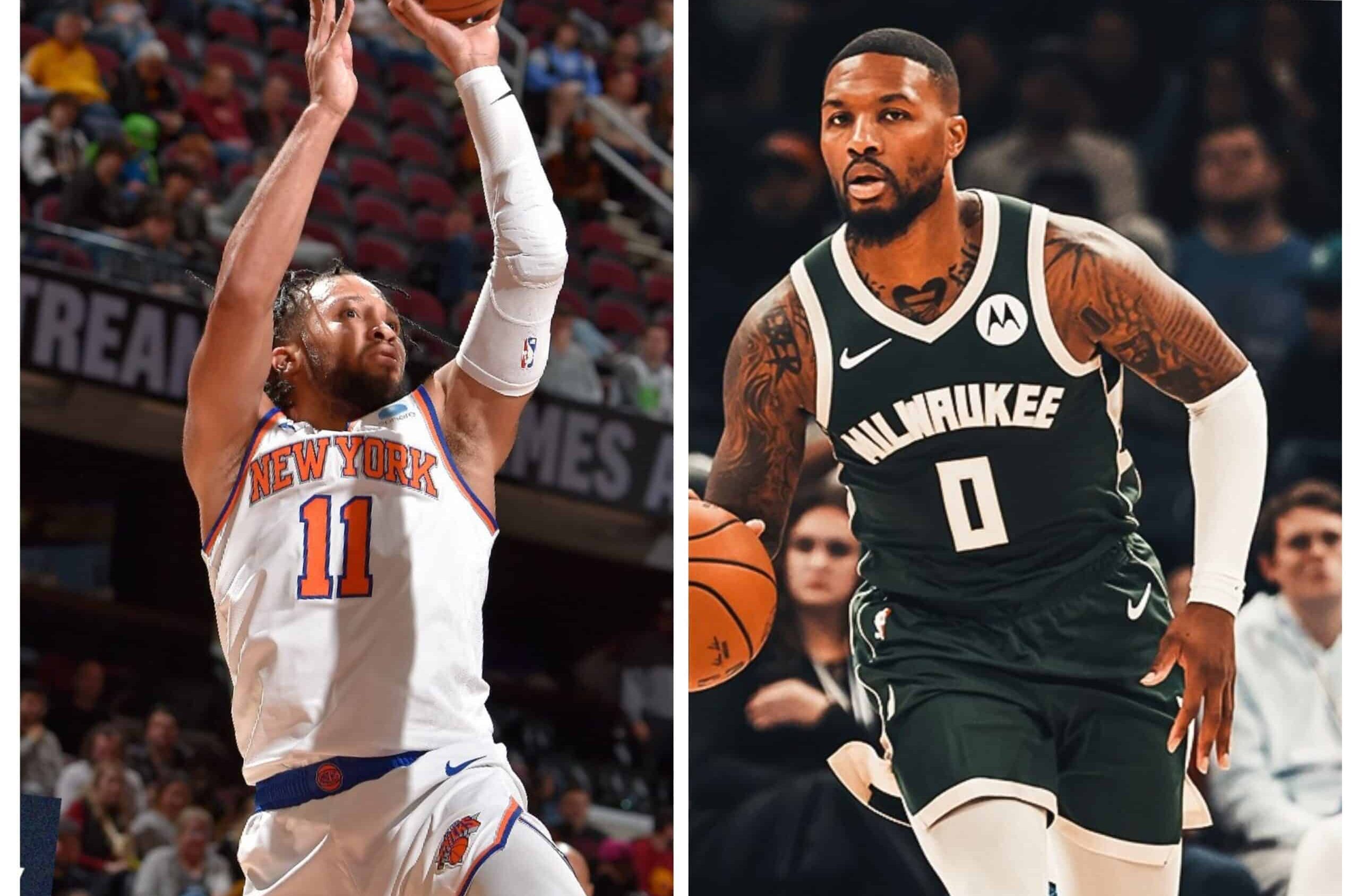 JALEN BRUNSON DE LOS KNICKS Y DAMIAN LILLARD DE LOS BUCKS