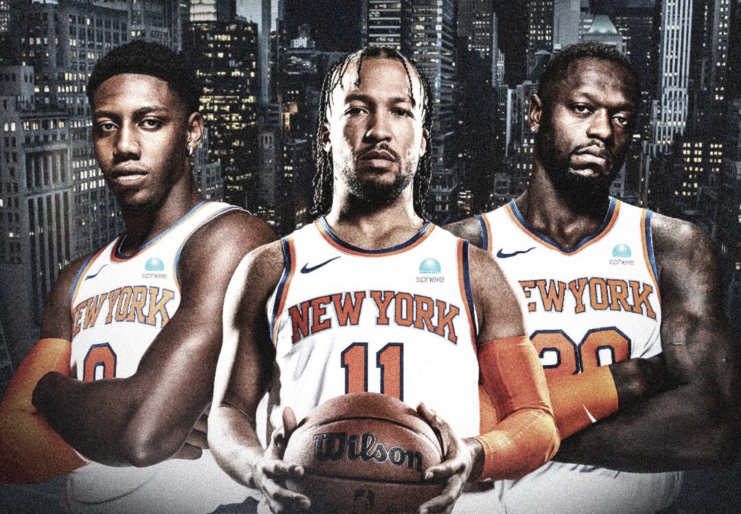 POSTER DE LOS NEW YORK KNICKS CON JALEN BRUNSON, RJ BARRETT Y JULIUS RANDLE