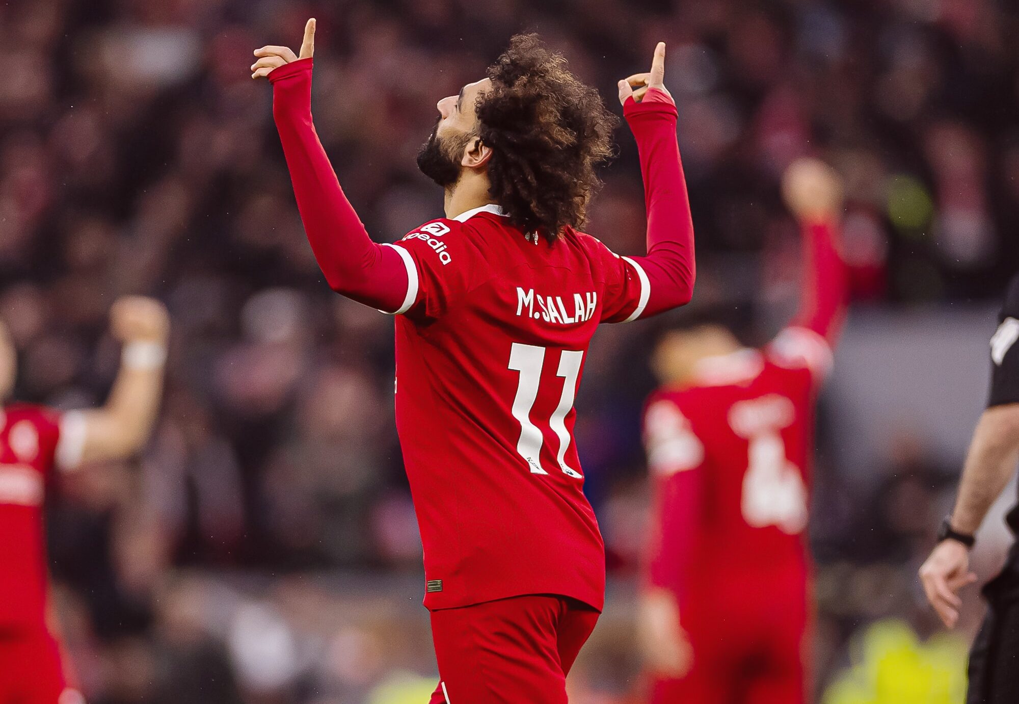 Salah festejando una anotación