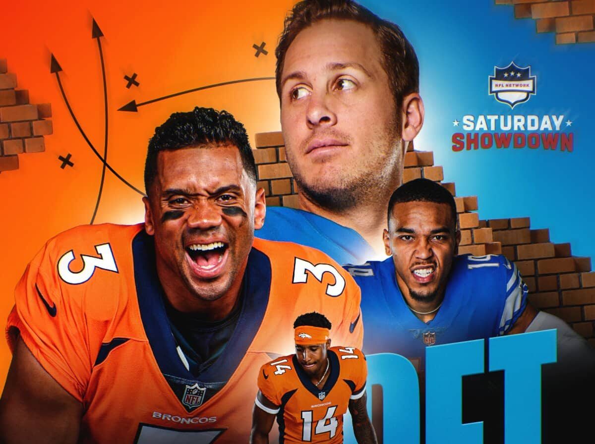 PÓSTER DE LA NFL DEL PARTIDO ENTRE BRONCOS Y LIONS