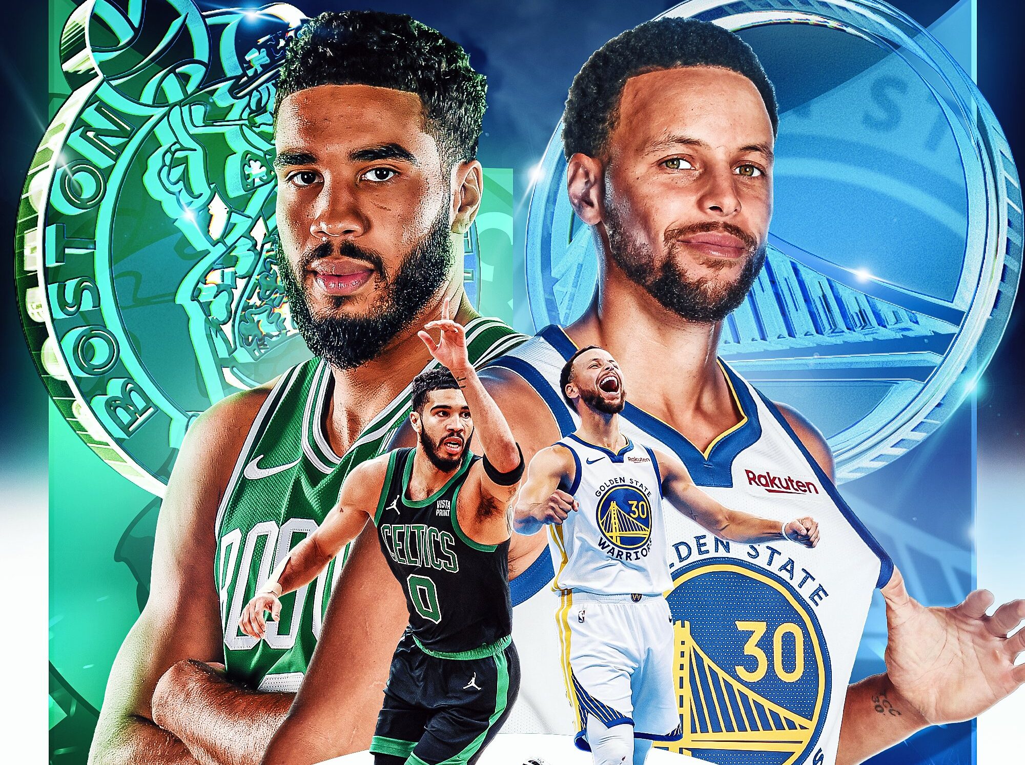 PÓSTER DE LA NBA DEL PARTIDO DE HOY ENTRE CELTICS Y WARRIORS