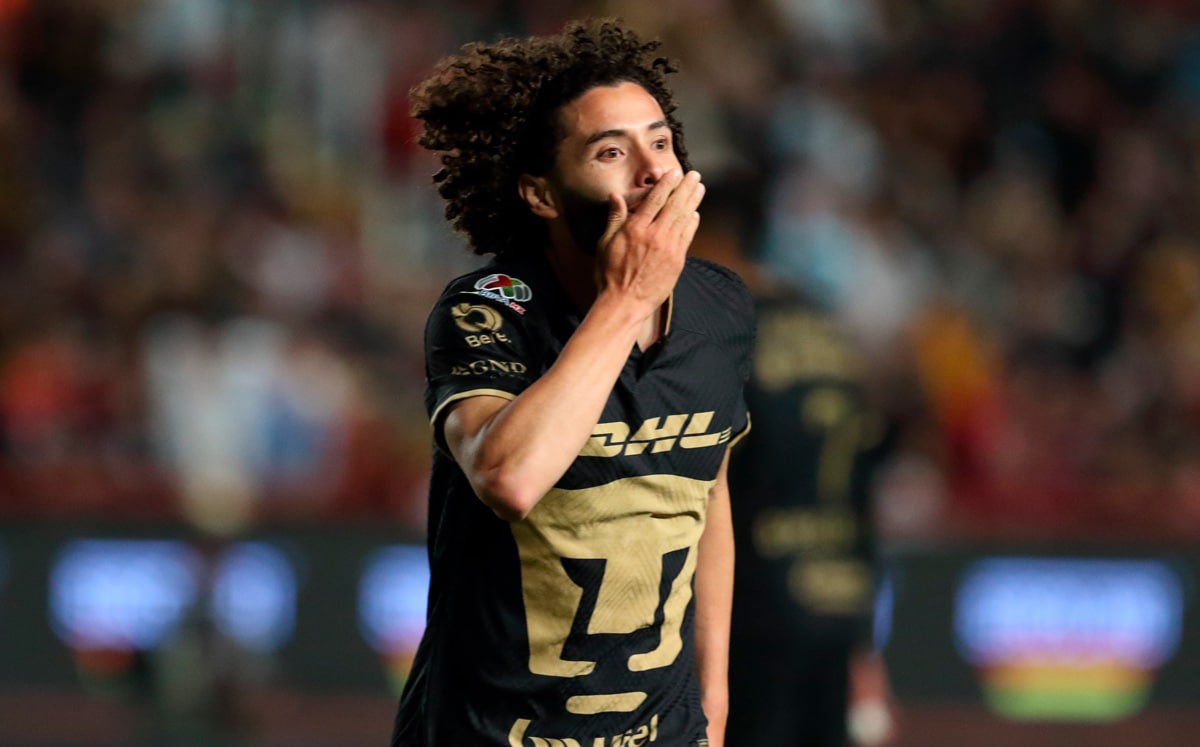 César Huerta festeja gol en la Liguilla del AP2023 de la Liga MX.