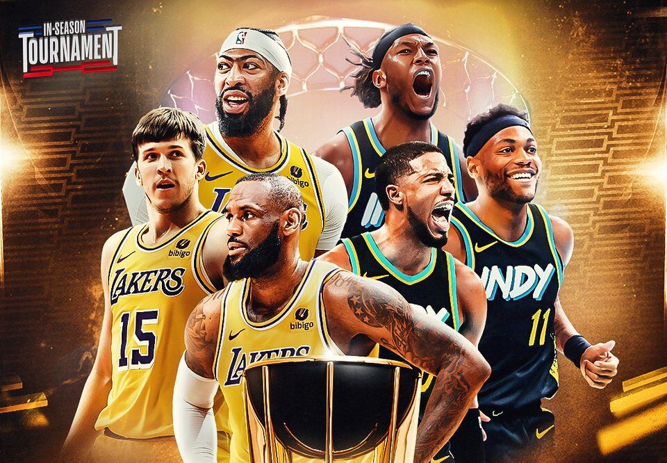 FLYER DE LA NBA DE LA FINAL DEL IN SEASON TOURNAMENT ENTRE LAKERS Y PACERS