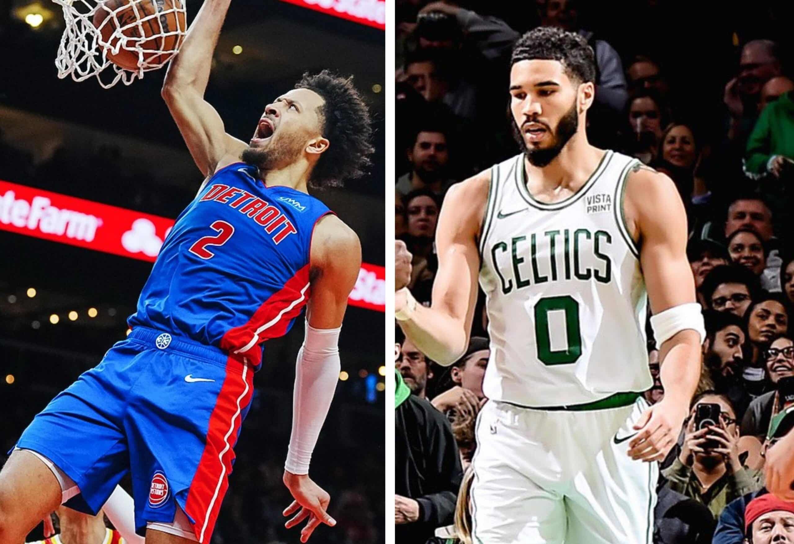 CADE CUNNINGHAM DE LOS PISTONS A LA IZQUIERDA Y JAYSON TATUM DE LOS CELTICS A LA DERECHA