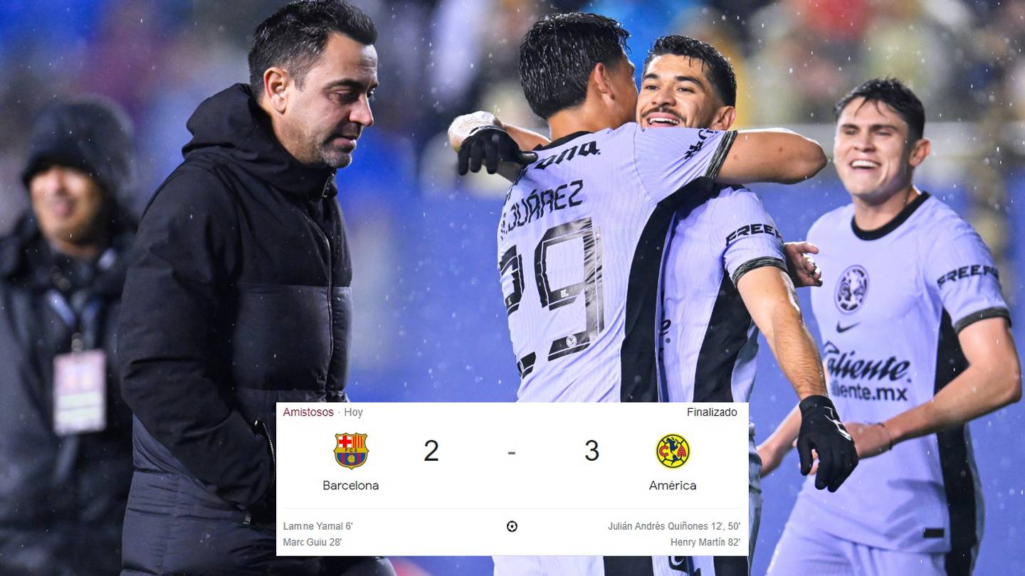 XAVI A LA IZQUIERDA Y A LA DERECHA JUGADORES DEL AMERICA FESTEJAN LA VICTORIA