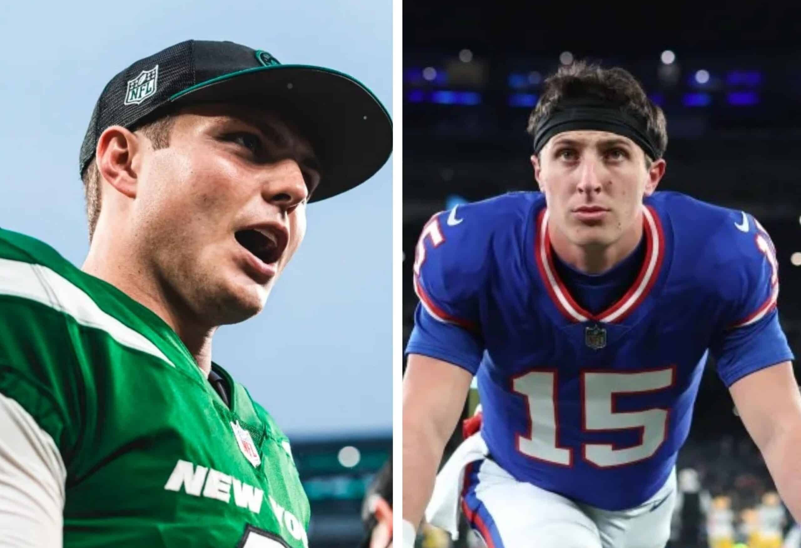 ZACH WILSON DE LOS JETS A LA IZQUIERDA, Y TOMMY DEVITO DE GIANTS A LA DERECHA