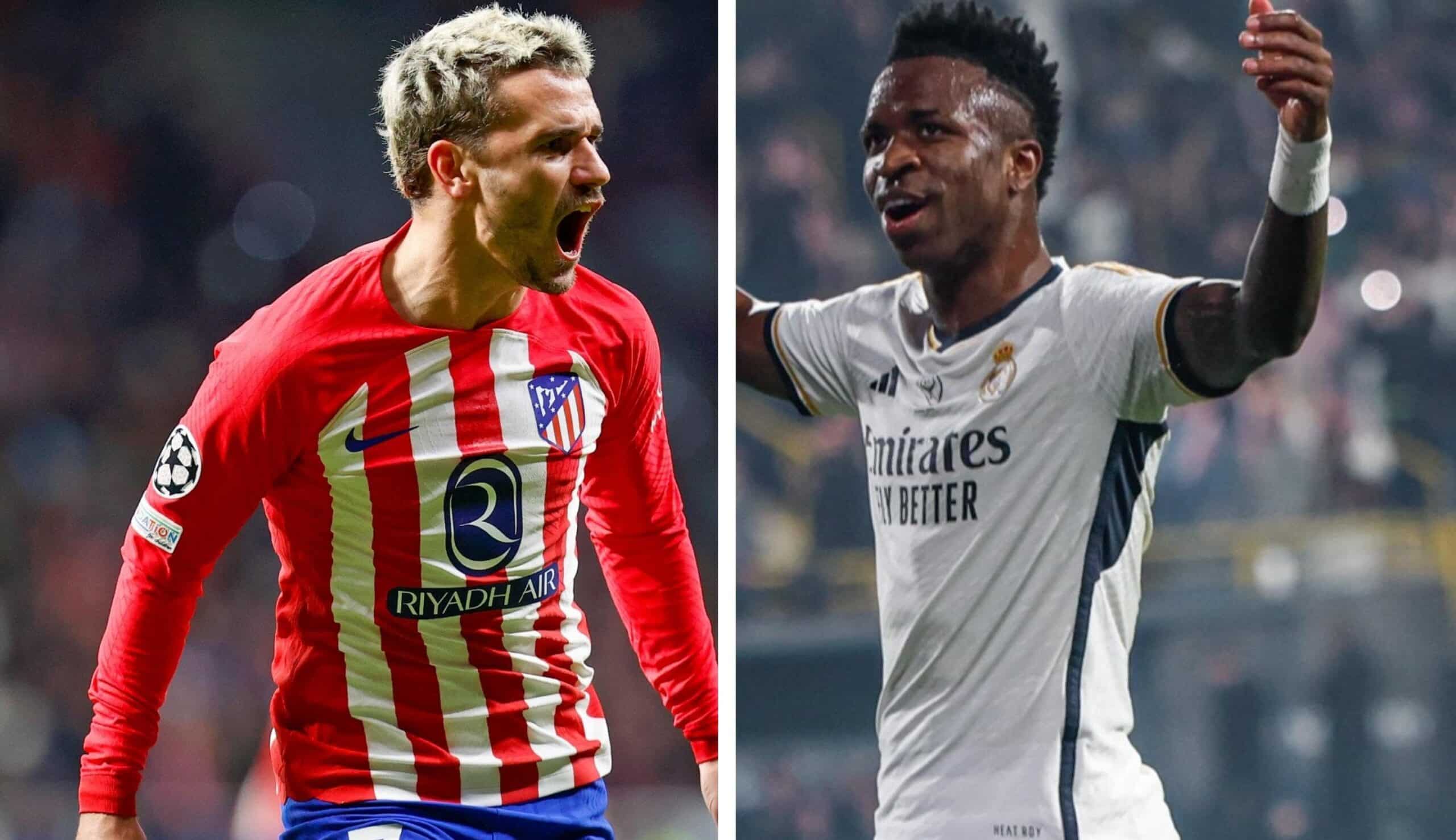 ANTOINE GRIEZMANN DEL ATLÉTICO A LA IZQUIERDA, Y VINICIUS JR DEL MADRID A LA DERECHA