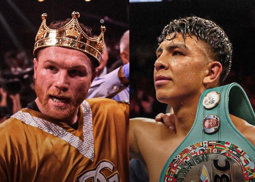 CANELO ÁLVAREZ A LA IZQUIERDA Y JAIME MUNGUÍA A LA DERECHA