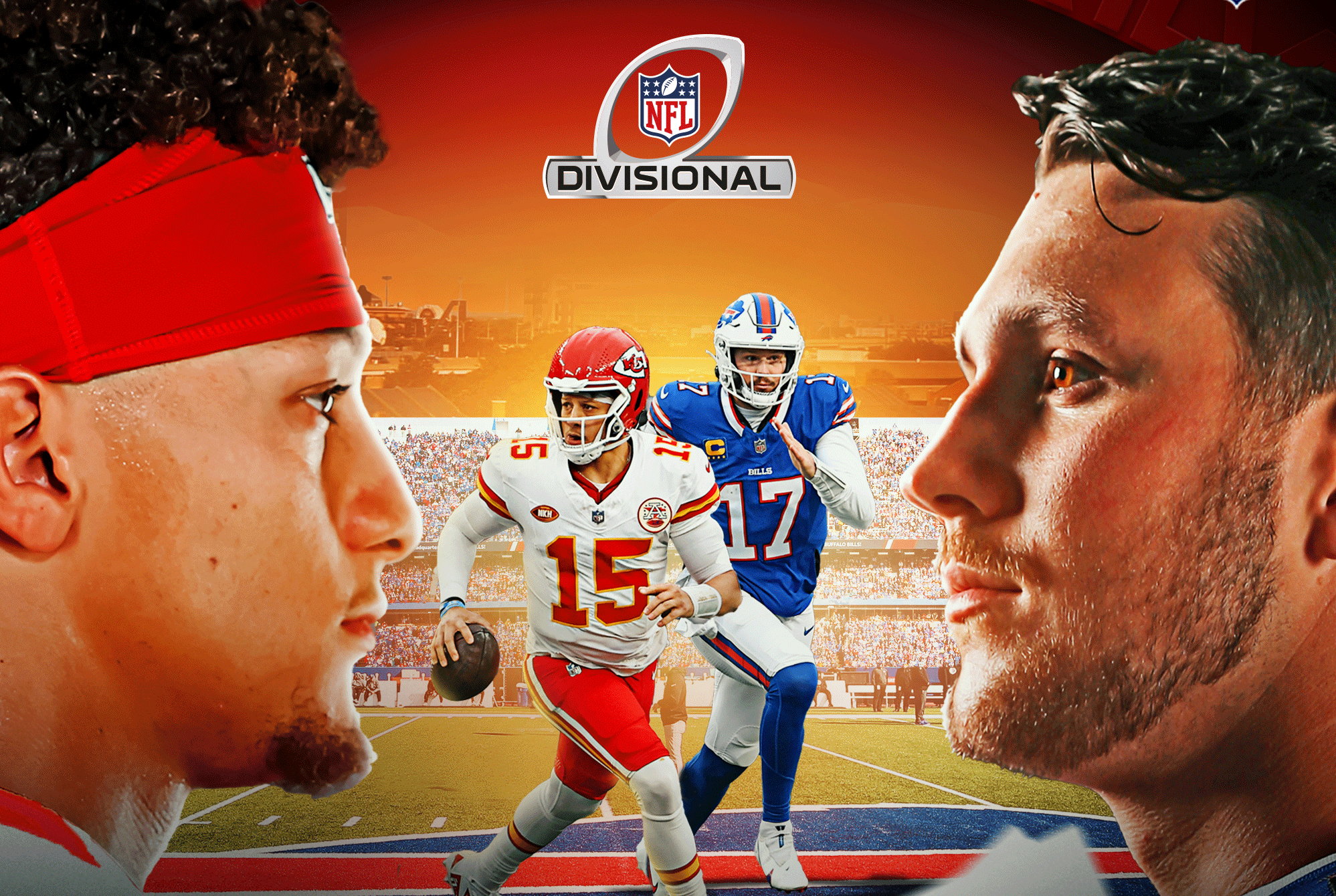 PÓSTER DE LA NFL DEL JUEGO DIVISIONAL DE LA AFC ENTRE CHIEFS Y BILLS