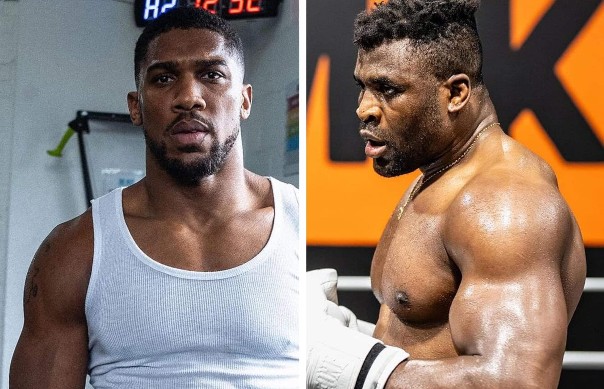 ANTHONY JOSHUA A LA IZQUIERDA Y FRANCIS NGANNOU A LA DERECHA