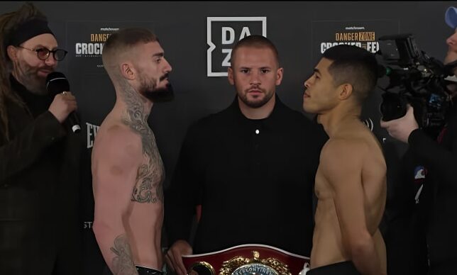 LEWIS CROCKER A LA IZQUIERDA Y JOSÉ FÉLIX A LA DERECHA, CARA A CARA TRAS EL PESAJE
