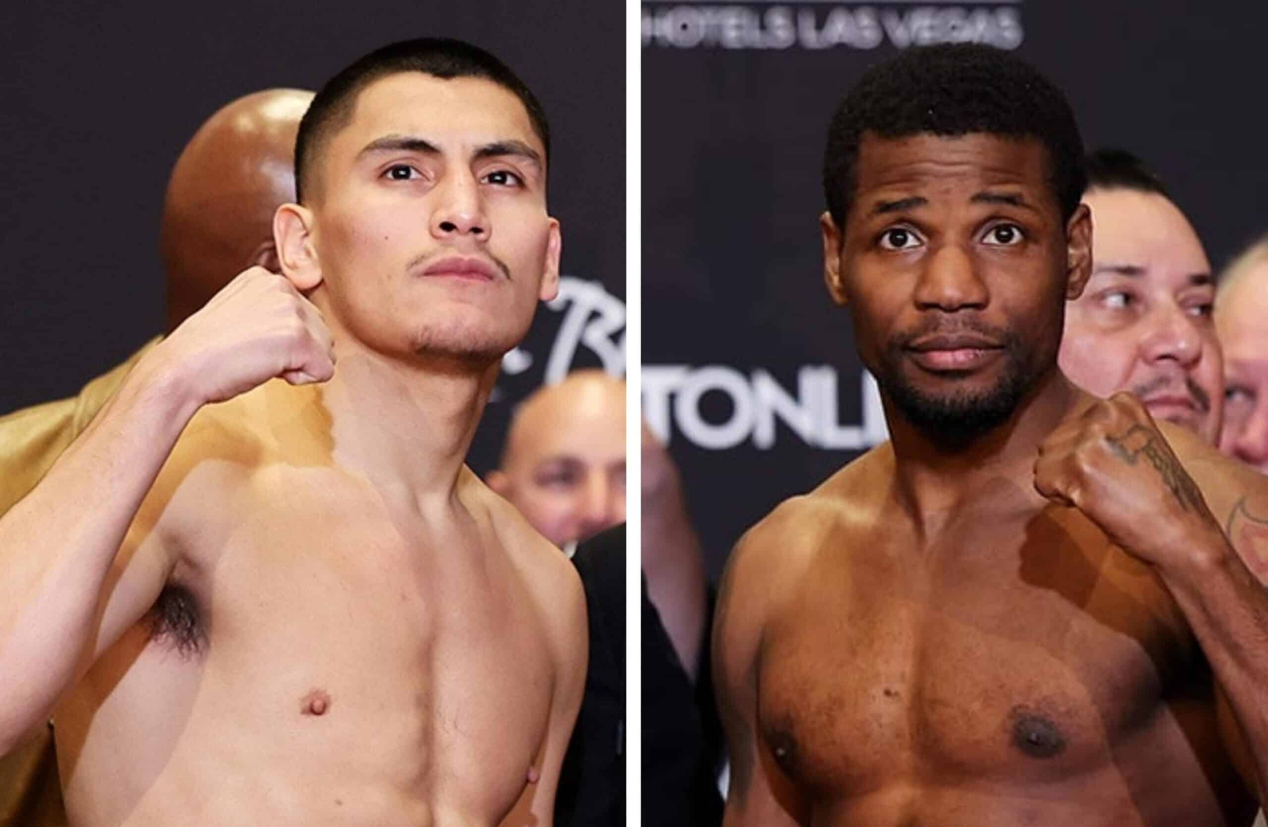 VERGIL ORTIZ JR Y FREDRICK LAWSON LUEGO DEL PESAJE POSAN PARA LA FOTO