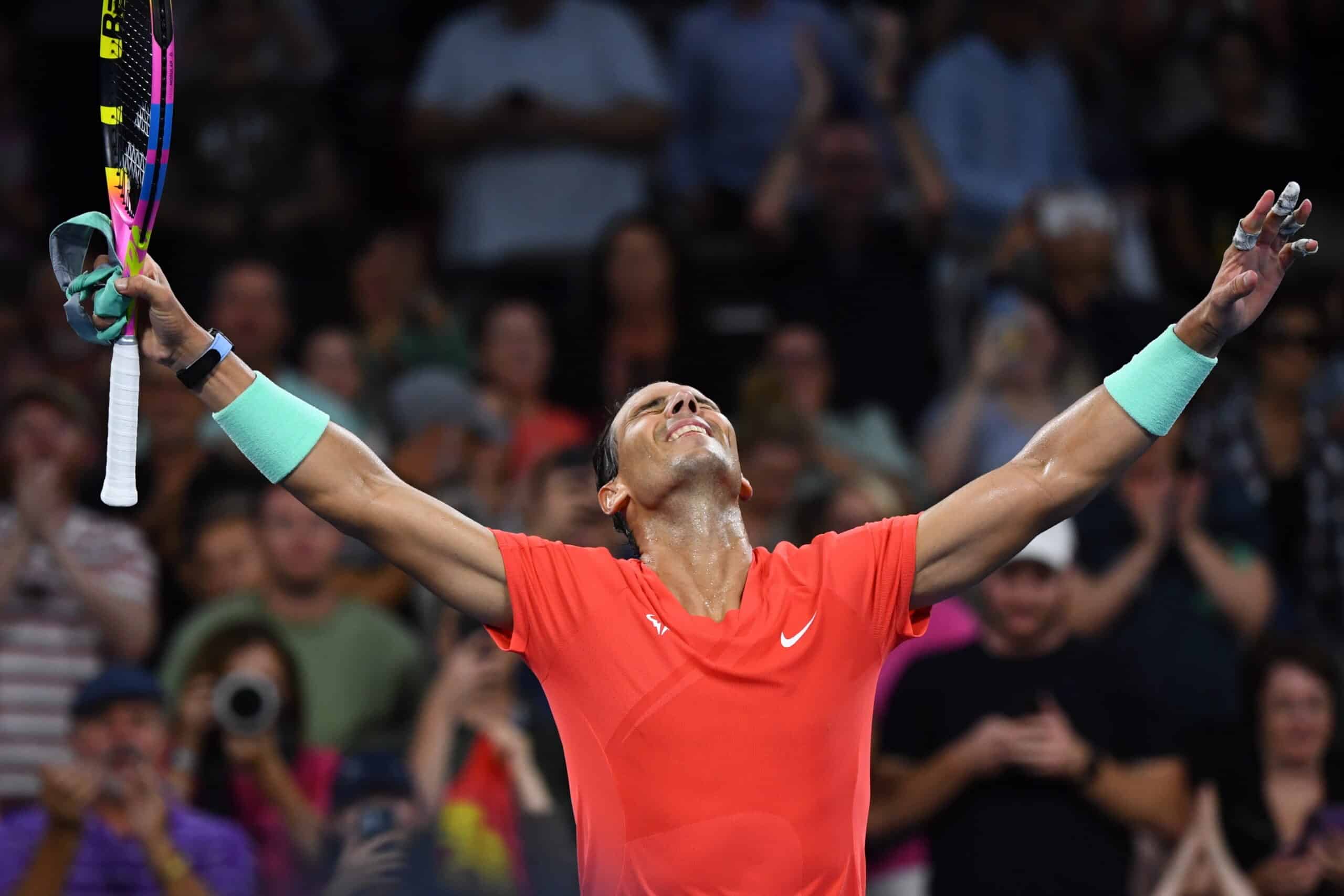 RAFAEL NADAL CELEBRA LA VICTORIA ANTE DOMINIC THIEM EN EL ATP DE BRISBANE
