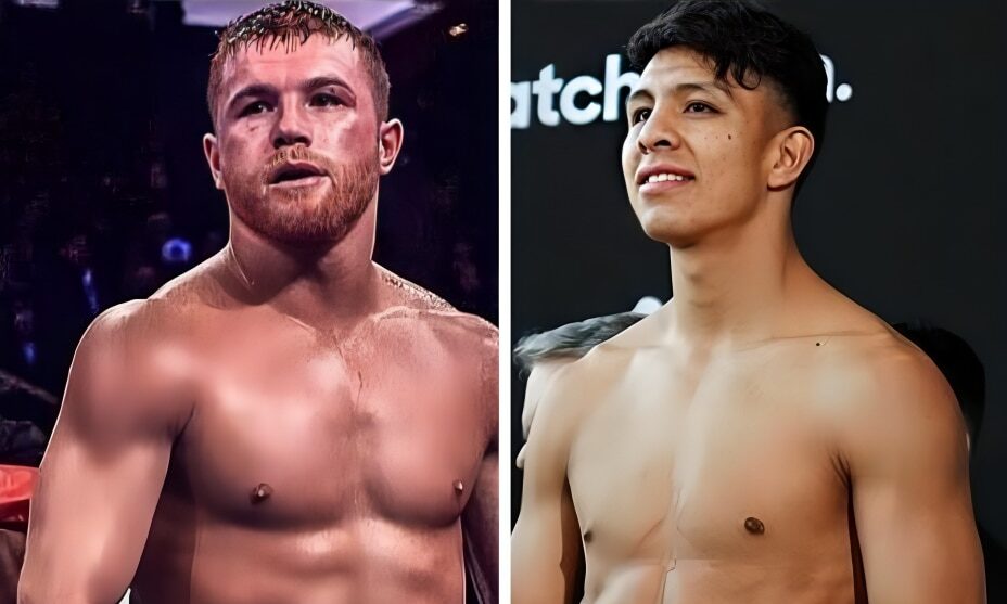 CANELO ÁLVAREZ A LA IZQUIERDA Y JAIME MUNGUÍA A LA DERECHA