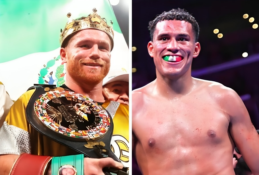 CANELO ÁLVAREZ A LA IZQUIERDA Y DAVID BENAVÍDEZ A LA DERECHA