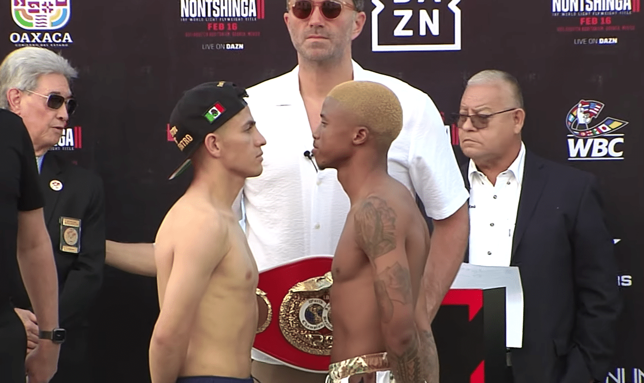 ADRIÁN 'GATITO' CURIEL Y SIVENATHI NONTSHINGA CARA A CARA TRAS EL PESAJE