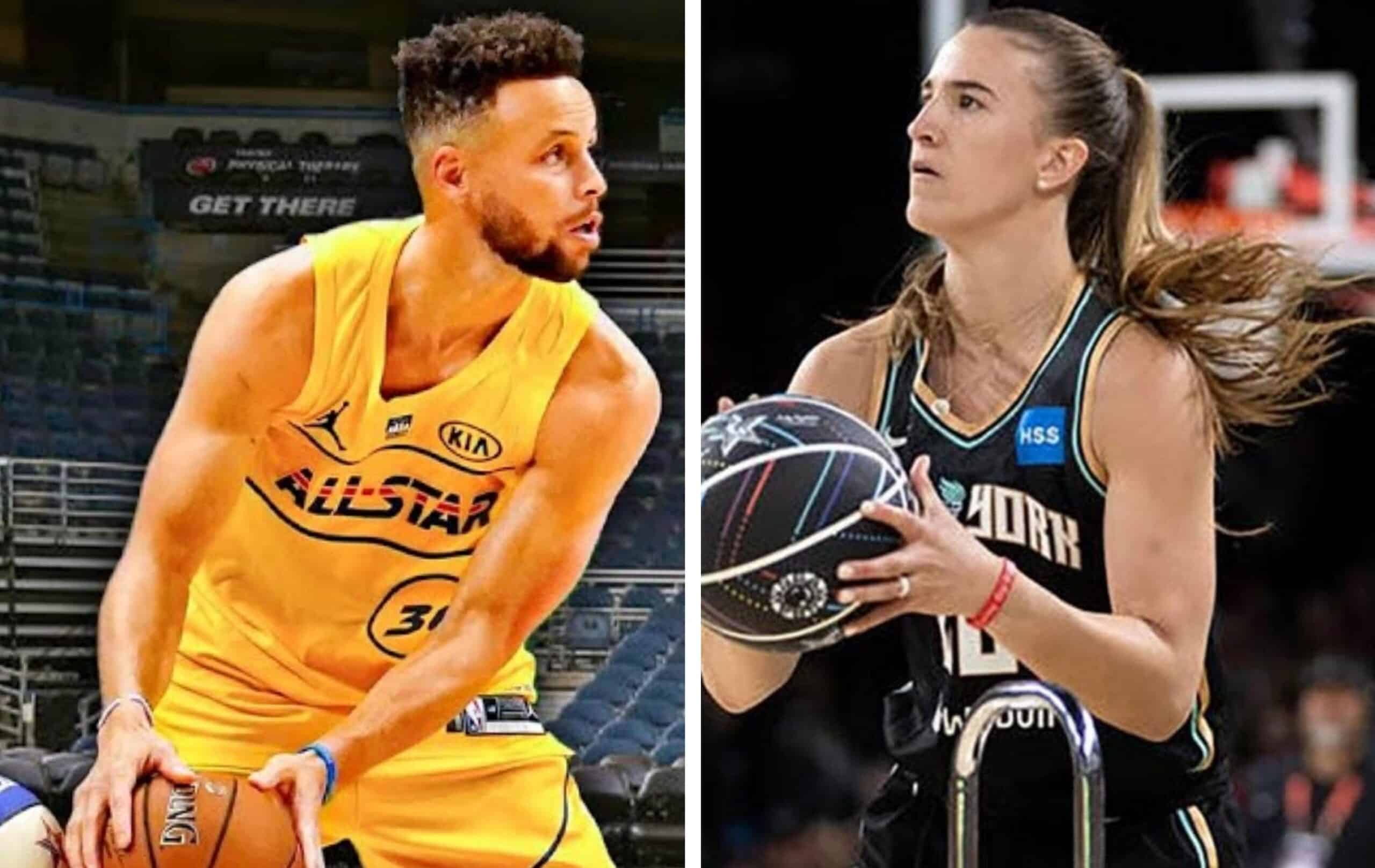 STEPHEN CURRY A LA IZQUIERDA Y SABRINA IONESCU A LA DERECHA