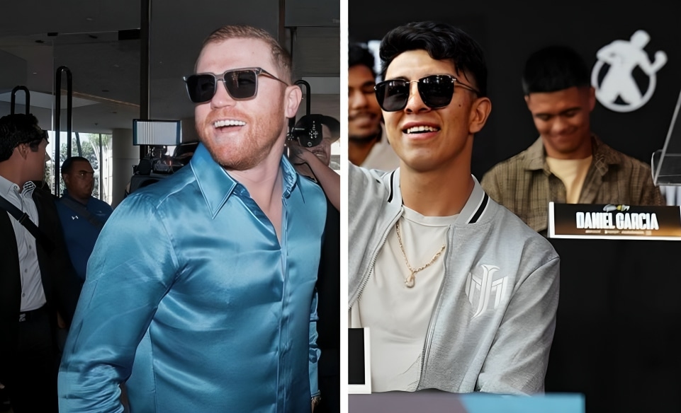 CANELO ÁLVAREZ A LA IZQUIERDA Y JAIME MUNGUÍA A LA DERECHA