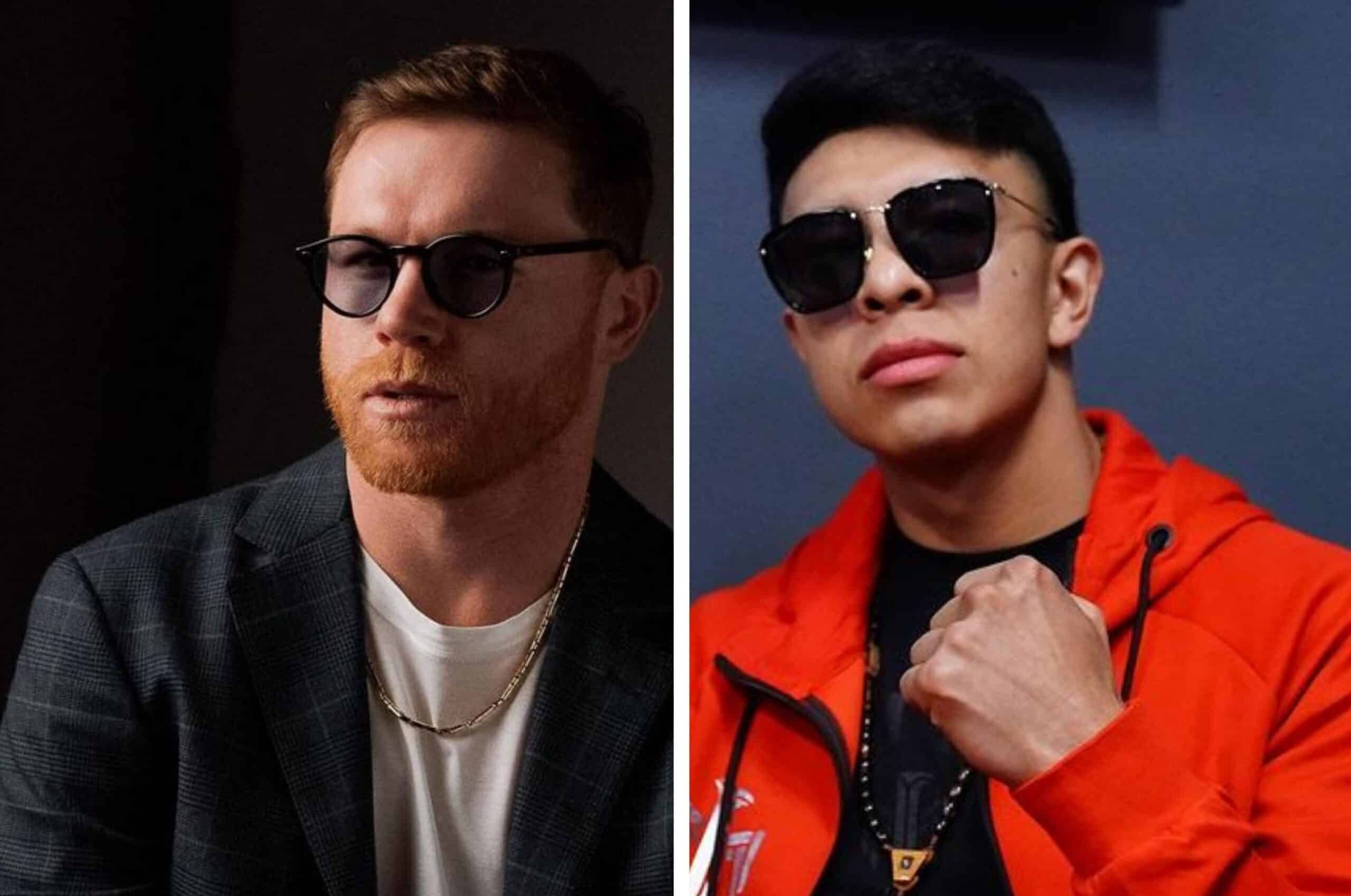 CANELO ÁLVAREZ A LA IZQUIERDA Y JAIME MUNGUÍA A LA DERECHA