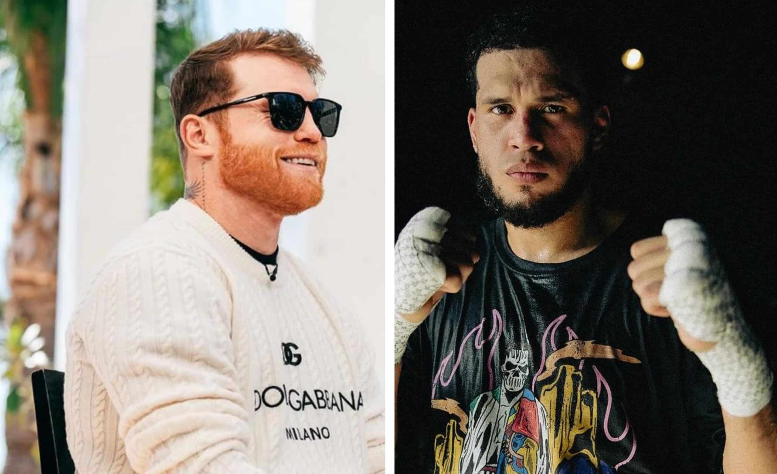 CANELO ÁLVAREZ A LA IZQUIERDA Y DAVID BENAVÍDEZ A LA DERECHA
