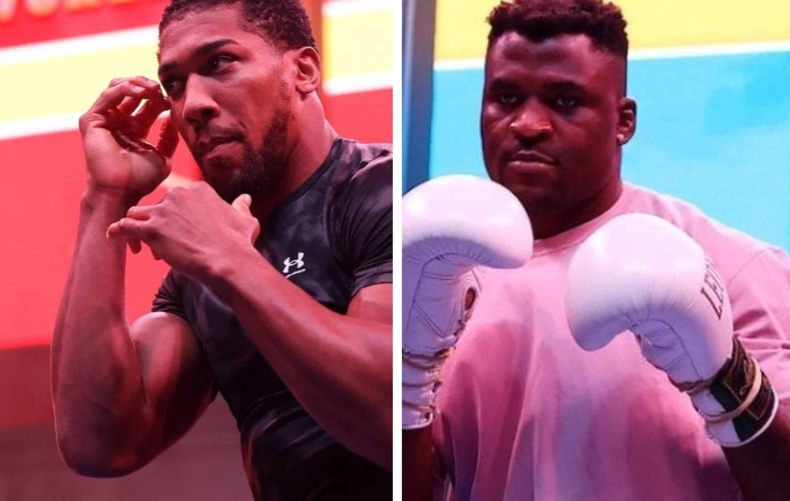 ANTHONY JOSHUA A LA IZQUIERDA Y FRANCIS NGANNOU A LA DERECHA