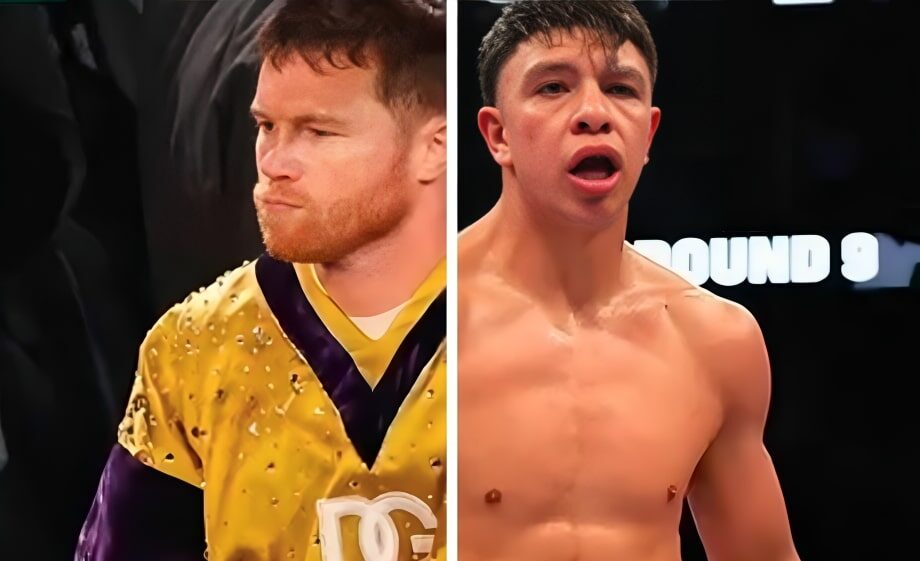 CANELO A LA IZQUIERDA Y MUNGUÍA A LA DERECHA