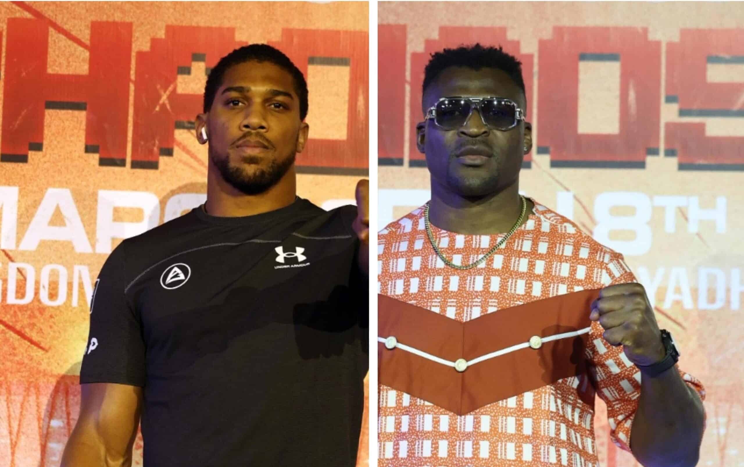 ANTHONY JOSHUA A LA IZQUIERDA Y FRANCIS NGANNOU A LA DERECHA
