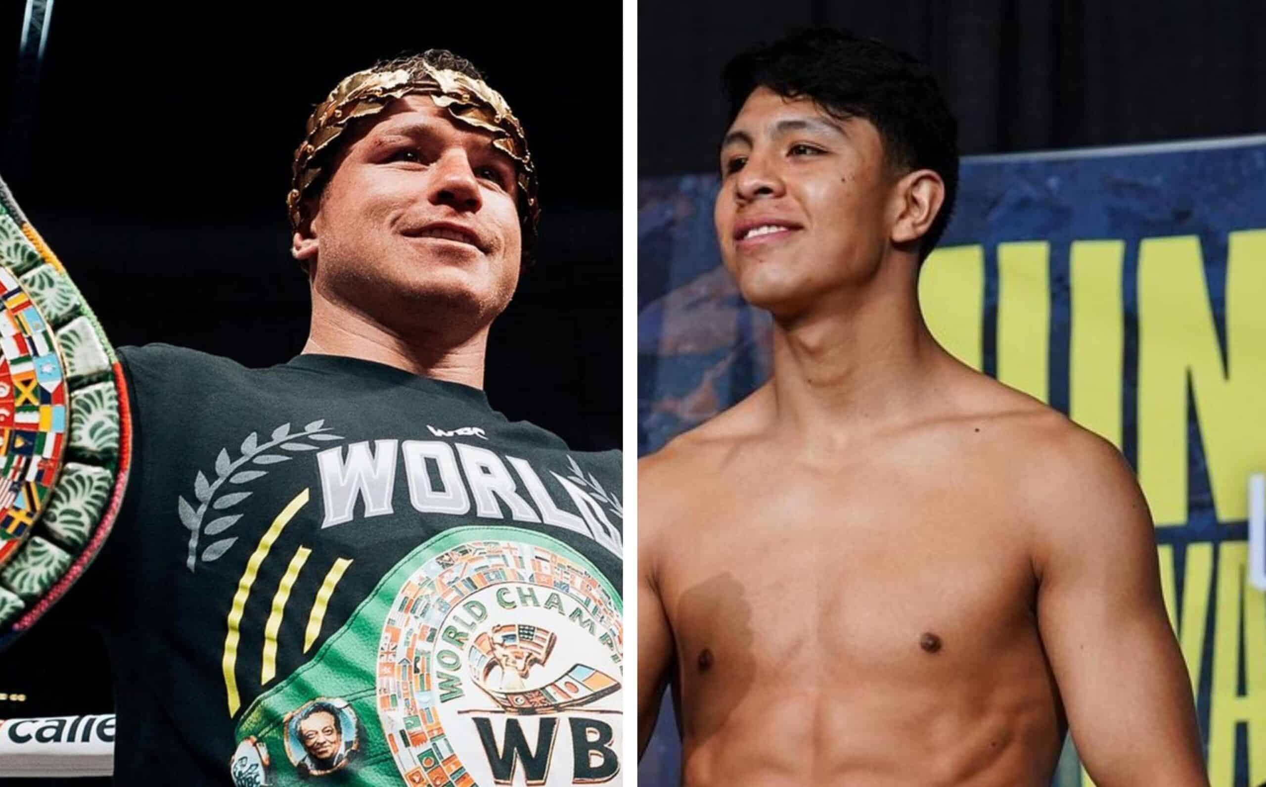 CANELO ÁLVAREZ A LA IZQUIERDA Y JAIME MUNGUÍA A LA DERECHA