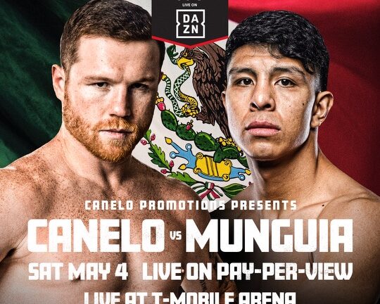 FLYER DE LA PELEA ENTRE CANELO ÁLVAREZ A LA IZQUIERDA, Y JAIME MUNGUÍA A LA DERECHA