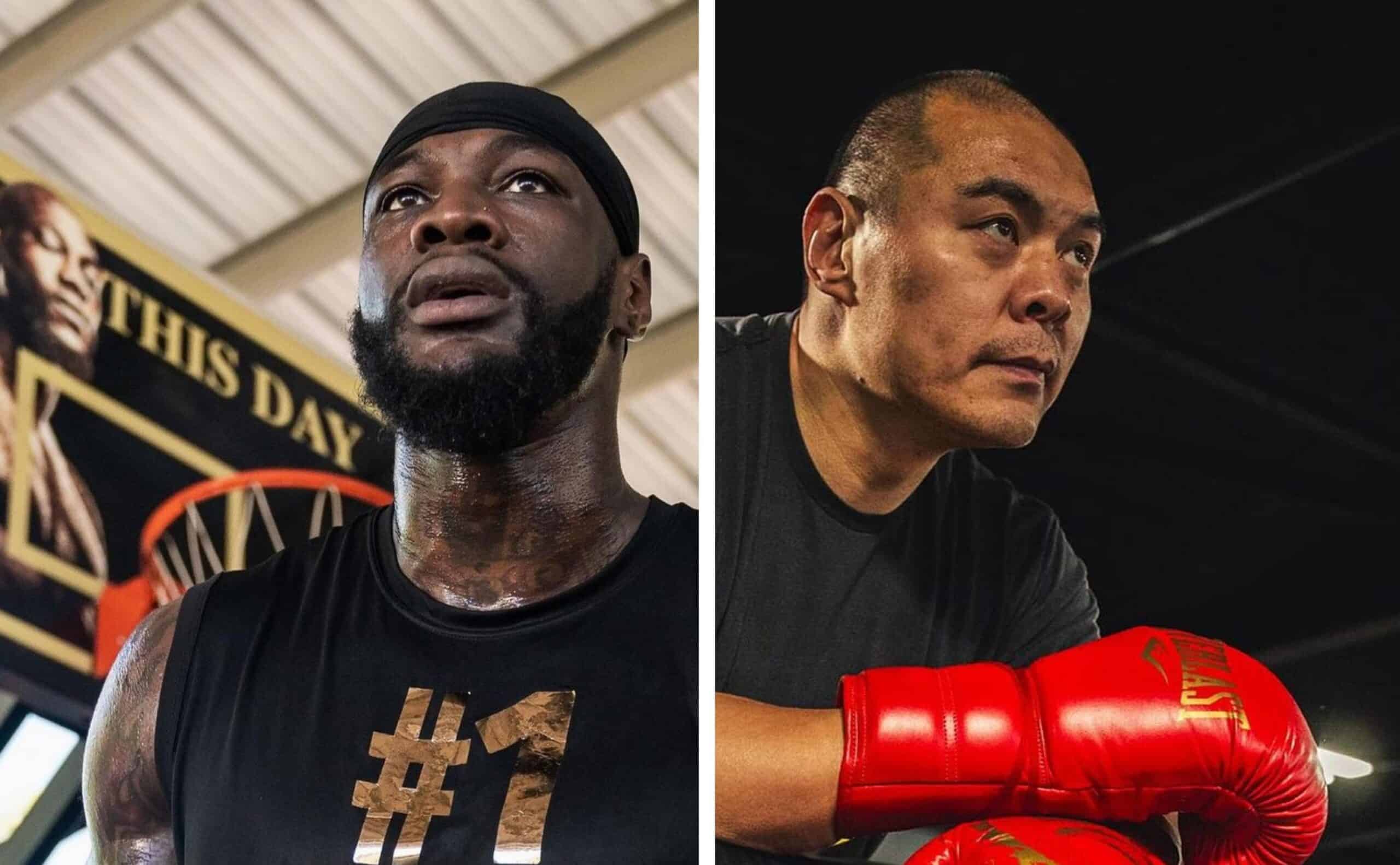 DEONTAY WILDER A LA IZQUIERDA Y ZHILEI ZHANG A LA DERECHA