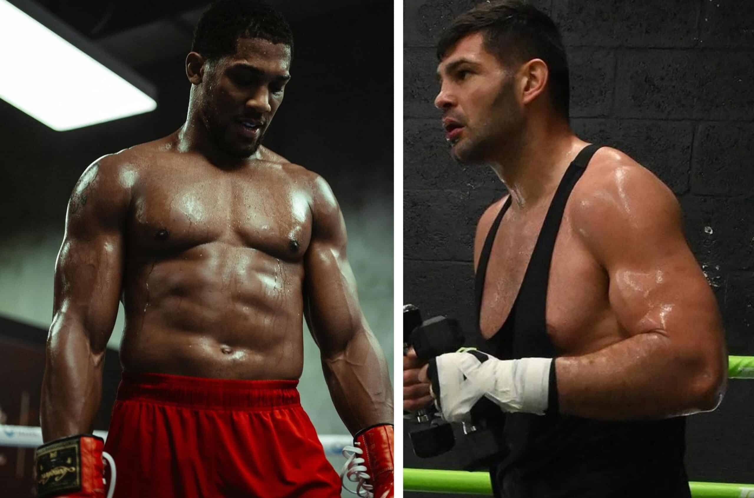 ANTHONY JOSHUA A LA IZQUIERDA Y FILIP HRGOVIC A LA DERECHA
