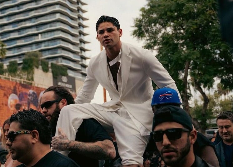 Ryan García a su llegada a la rueda de prensa de su pelea ante David Haney.