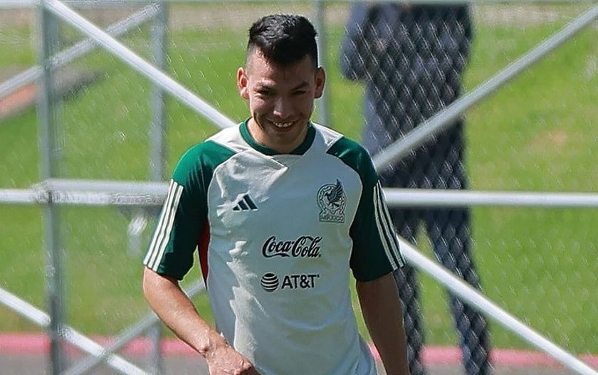 Hirving Lozano en entrenamiento del Tricolor en Dallas.