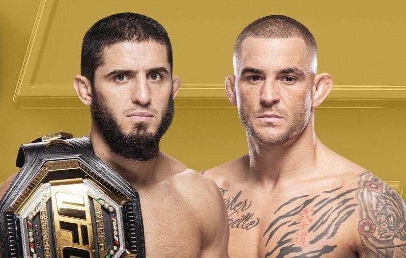 ISLAM MAKHACHEV A LA IZQUIERDA Y DUSTIN POIRIER A LA DERECHA