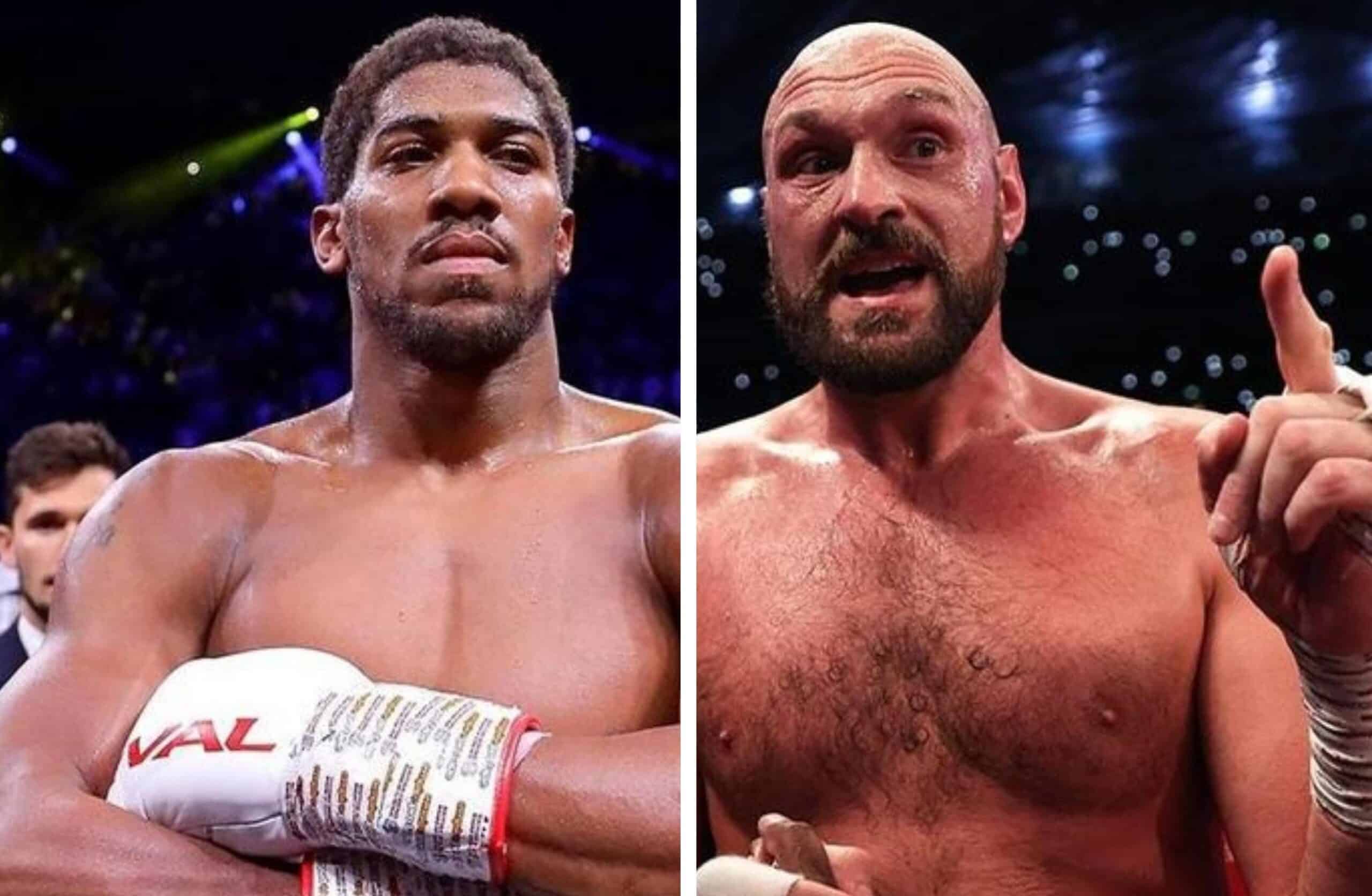 ANTHONY JOSHUA A LA DERECHA Y TYSON FURY A LA IZQUIERDA