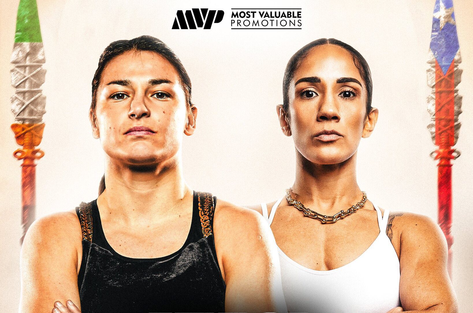 KATIE TAYLOR A LA IZQUIERDA Y AMANDA SERRANO A LA DERECHA