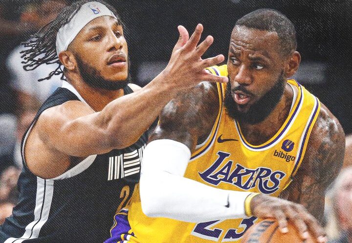 LEBRON JAMES DE LOS LAKERS DEFENDIDO POR JUGADOR DE LOS GRIZZLIES