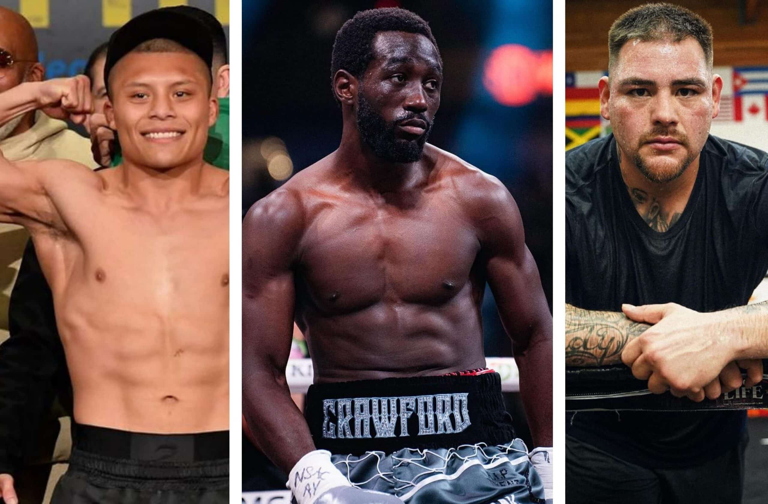 DE IZQUIERDA A DERECHA, PITBUL CRUZ, TERENCE CRAWFORD, Y ANDY RUIZ