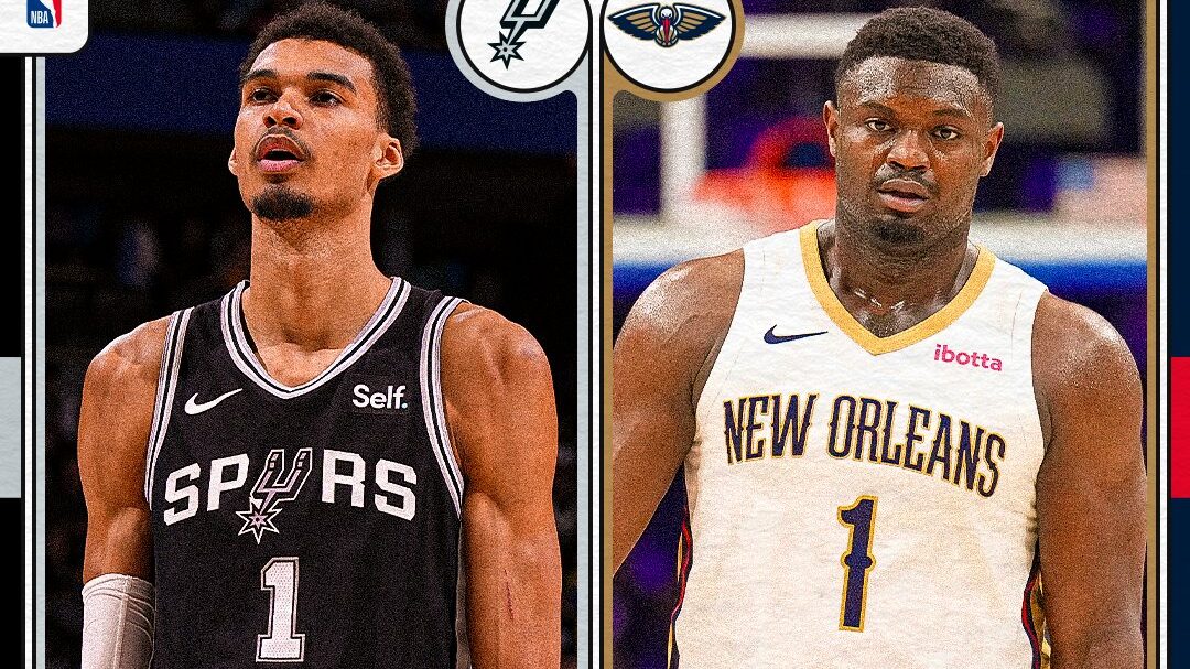 VÍCTOR WEMBANYAMA DE LOS SPURS A LA IZQUIERDA Y ZION WILLIAMSON DE LOS PELICANS A LA DERECHA