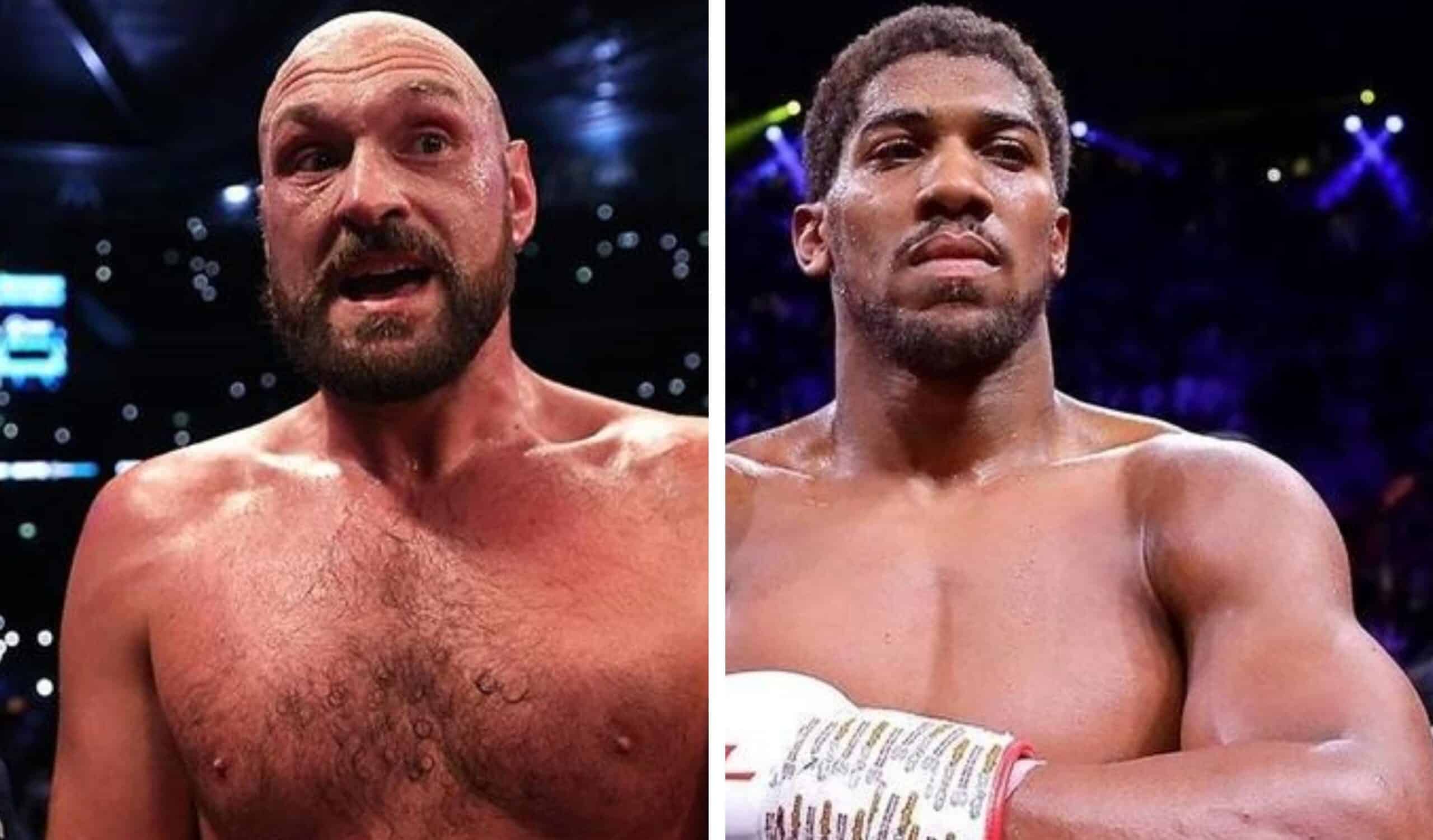 TYSON FURY A LA IZQUIERDA Y ANTHONY JOSHUA A LA DERECHA