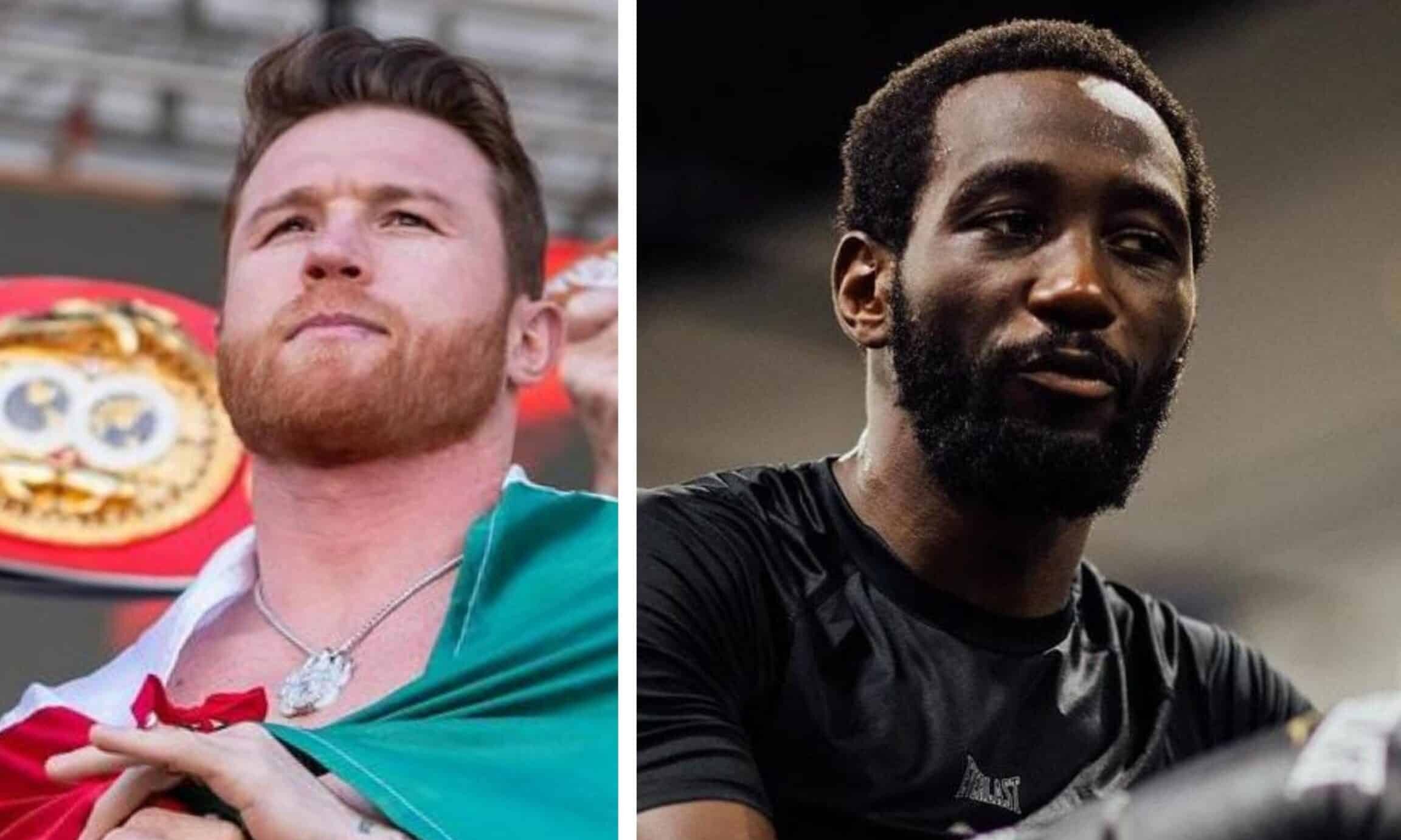 CANELO ÁLVAREZ A LA IZQUIERDA Y TERENCE CRAWFORD A LA DERECHA