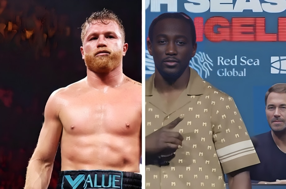 CANELO ÁLVAREZ A LA IZQUIERDA Y TERENCE CRAWFORD A LA DERECHA
