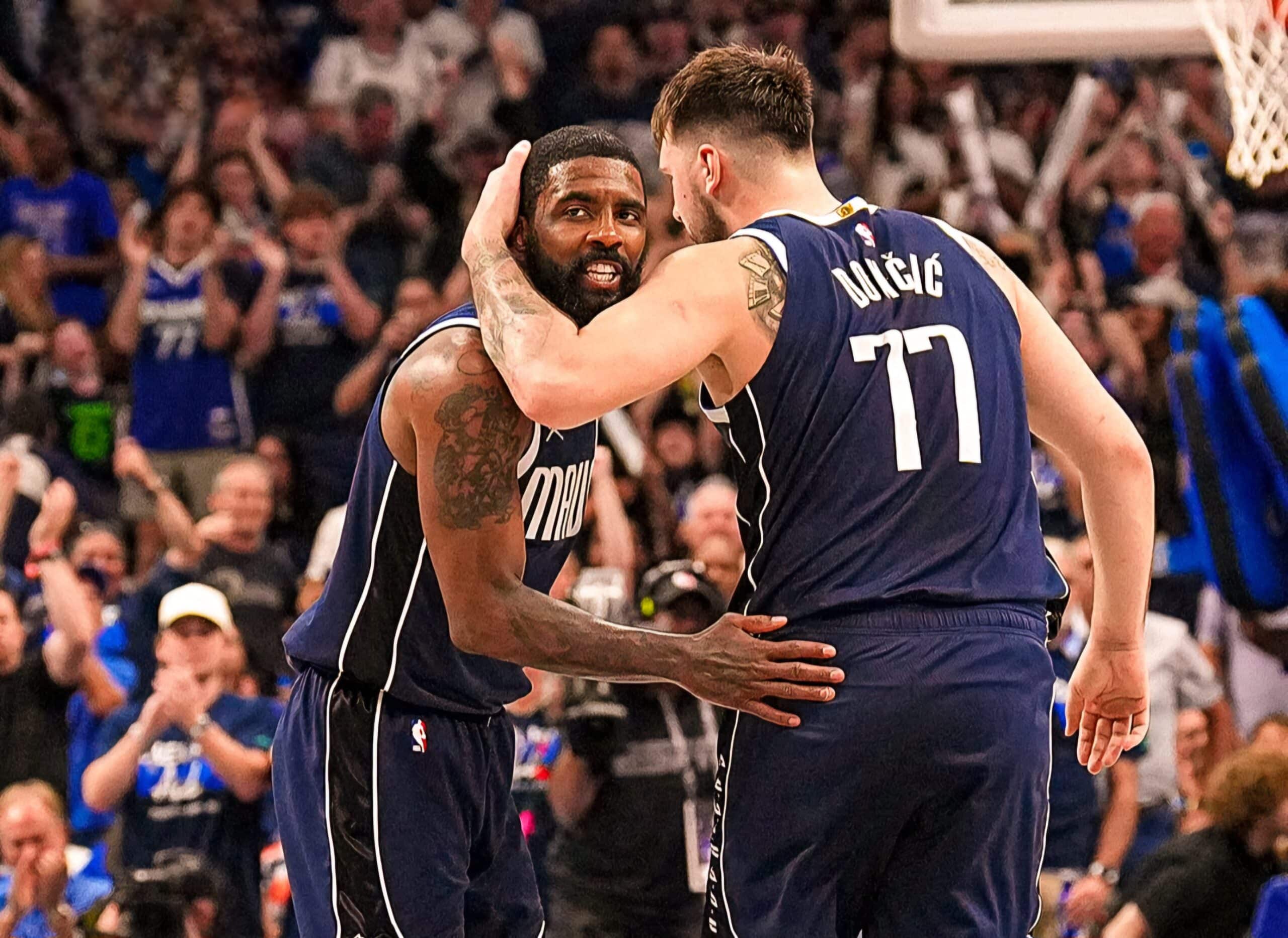 KYRIE IRVING Y LUKA DONCIC CELEBRAN LA VICTORIA ANTE MINNESOTA
